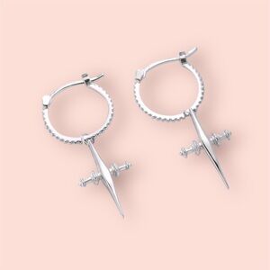 Luv Aj Silver Hoop Cross Earrings